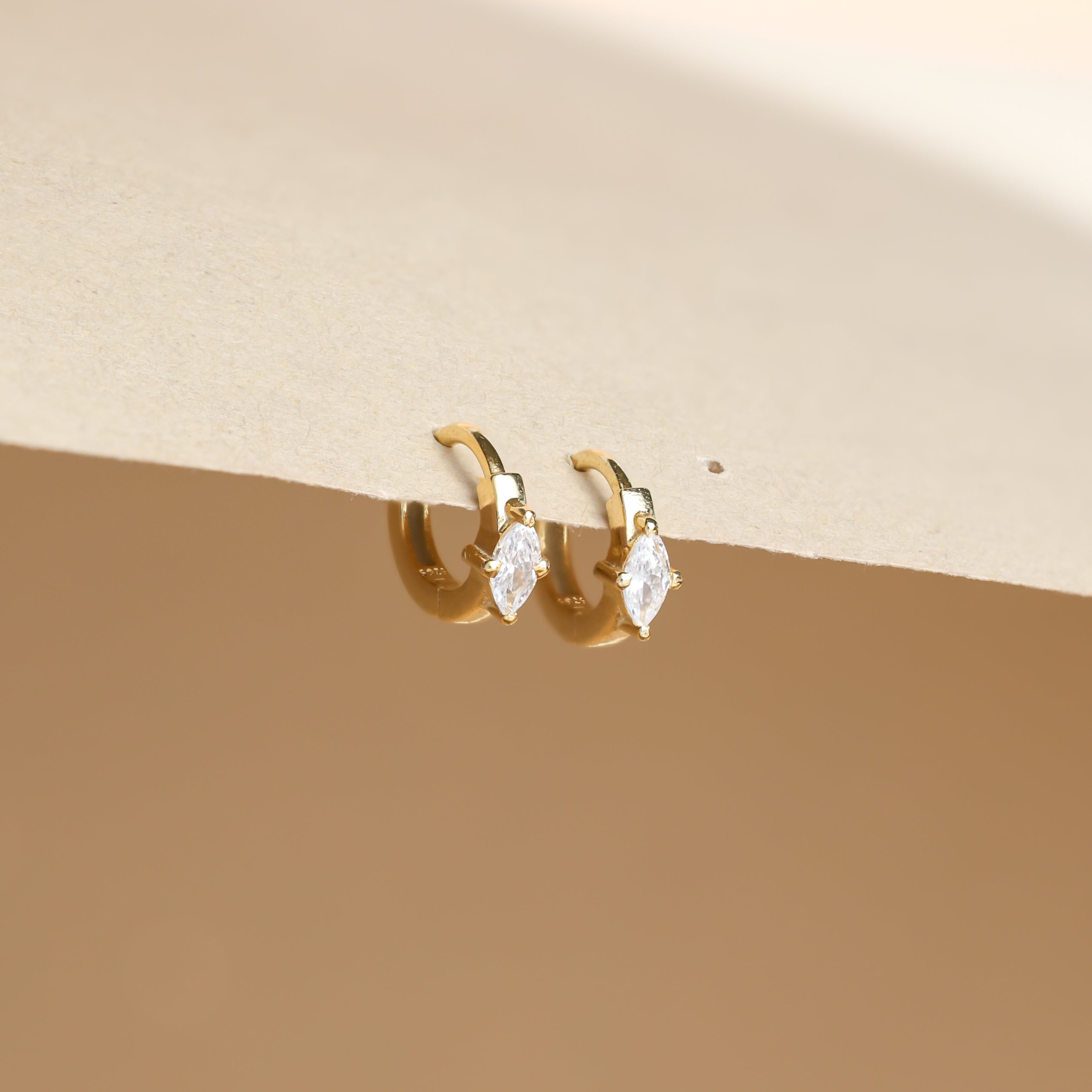 Marquise Diamond Huggie Gold Plated